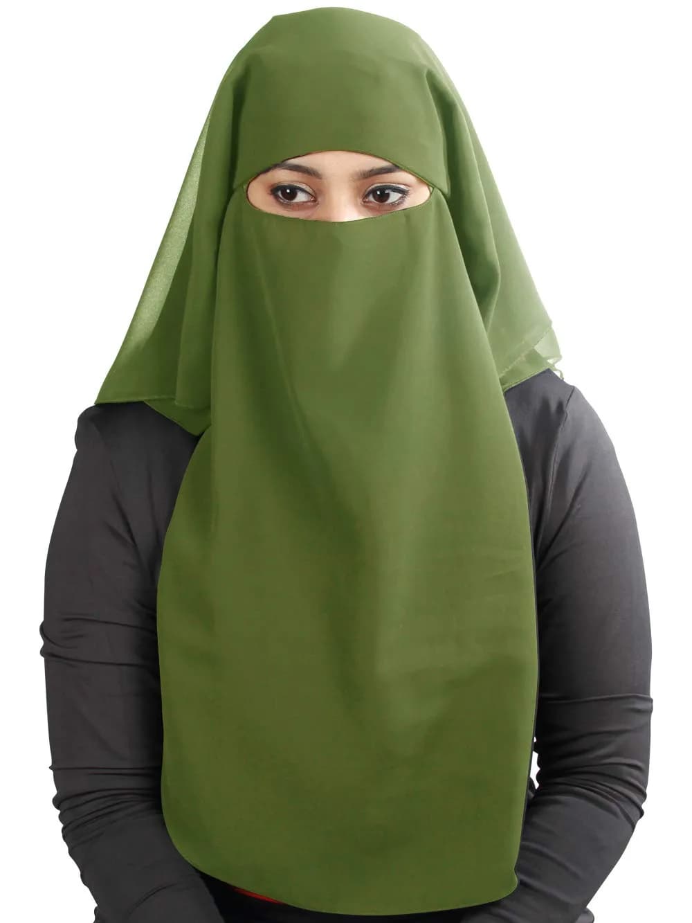 MyBatua 3 Layers Saudi Niqab Face Veil NQ-003 Henna | 78 x 66 cm (31 x 26 inches)