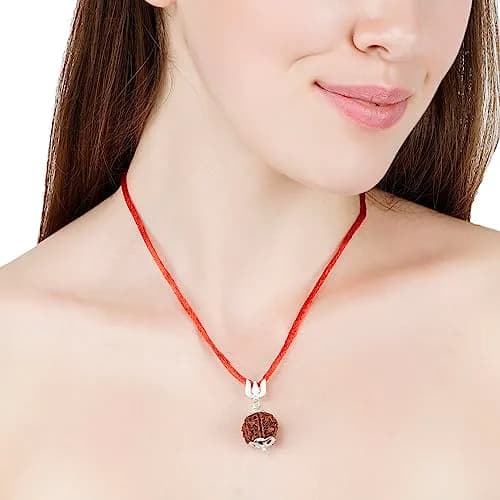 Arihant Gems & Jewels 7 Mukhi Rudraksha Pendant with 925 Sterling Silver Trishul | 2 cm (0.78 in) Pendant thumbnail 4