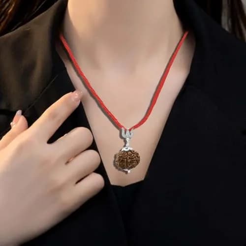 Arihant Gems & Jewels 7 Mukhi Rudraksha Pendant with 925 Sterling Silver Trishul | 2 cm (0.78 in) Pendant thumbnail 5