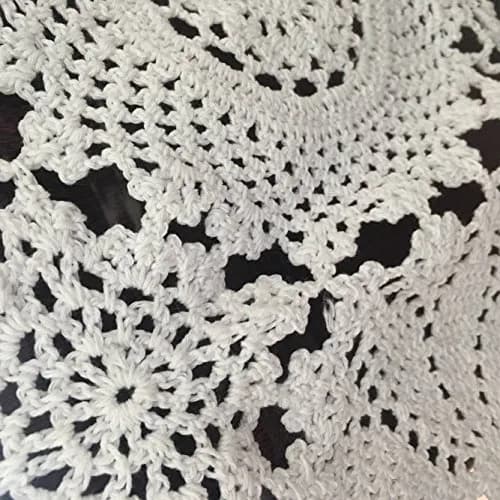 USTIDE 2pcs 100% Cotton Crochet Lace Rectangular Table Runner 11" x 23" | Elegant Holiday Decor thumbnail 4
