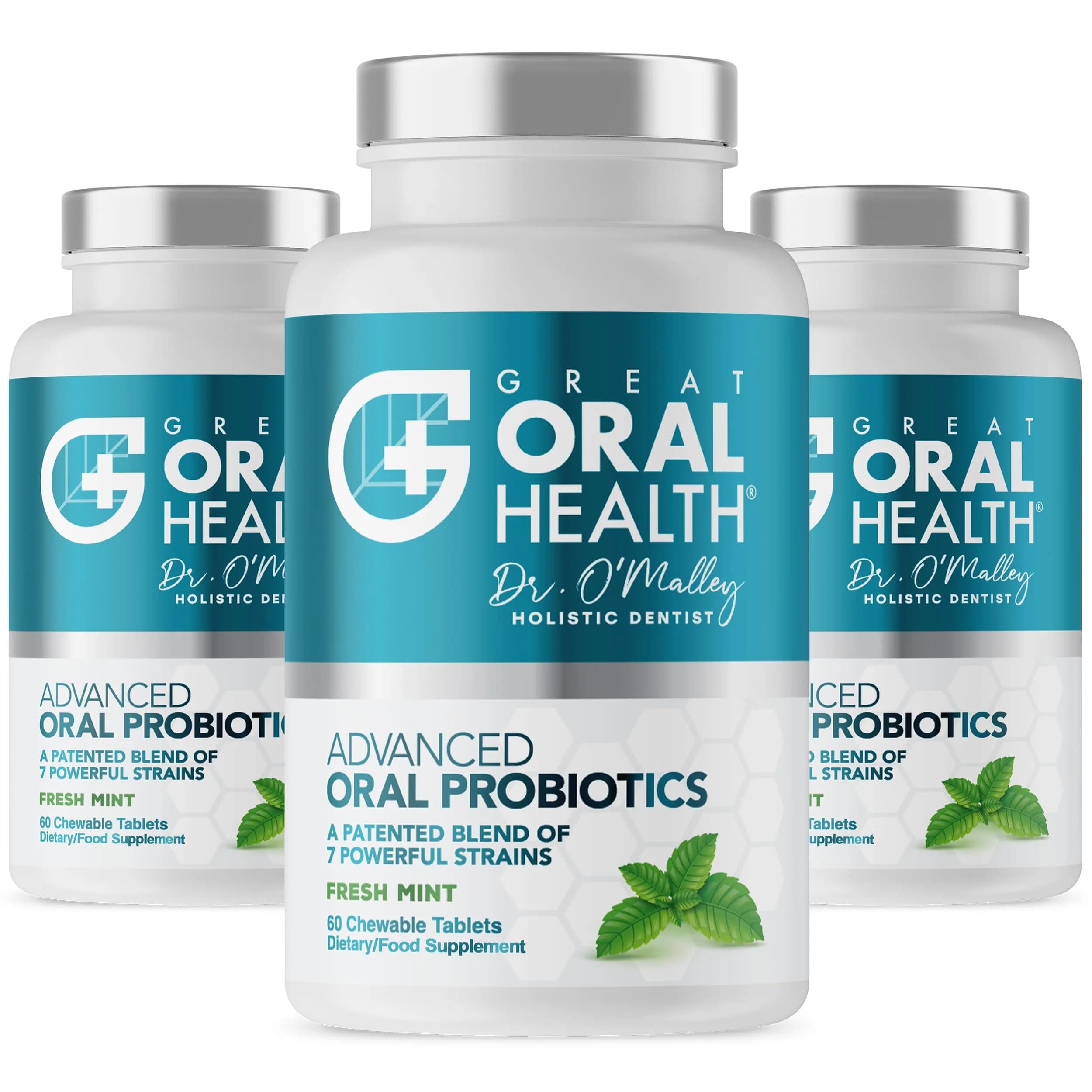 Great Oral Health Mint Oral Probiotics, 60 Count (Pack of 3) | Dentist Formulated for Bad Breath & Gum Health - main product image