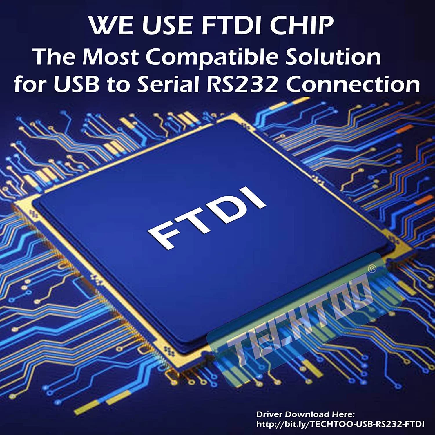 TECHTOO 4-Port USB to RS232 DB9 Serial Adapter Cable Male-to-Male with FTDI Chip | Connects 4 Serial Devices - view 2