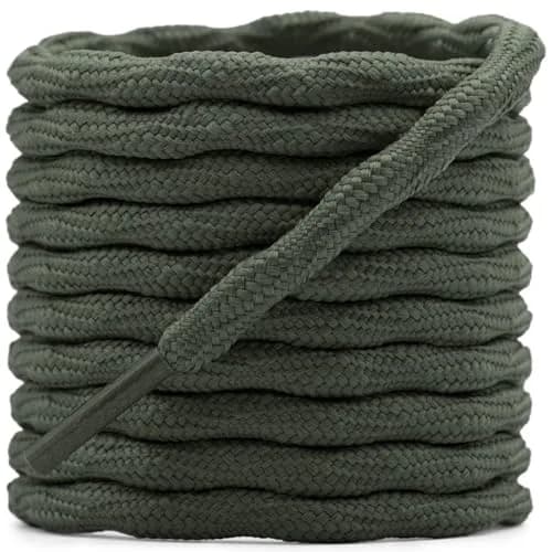 DELELE Round Hiking Boot Laces 55 Inch Dark Green | Durable Polyester, Anti-Slip Wave Design thumbnail 1