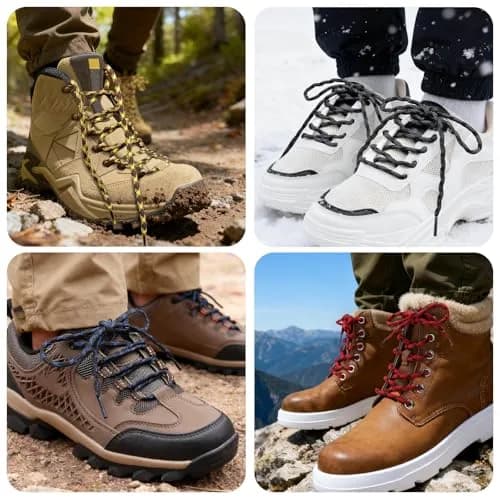DELELE Round Hiking Boot Laces 55 Inch Dark Green | Durable Polyester, Anti-Slip Wave Design thumbnail 4