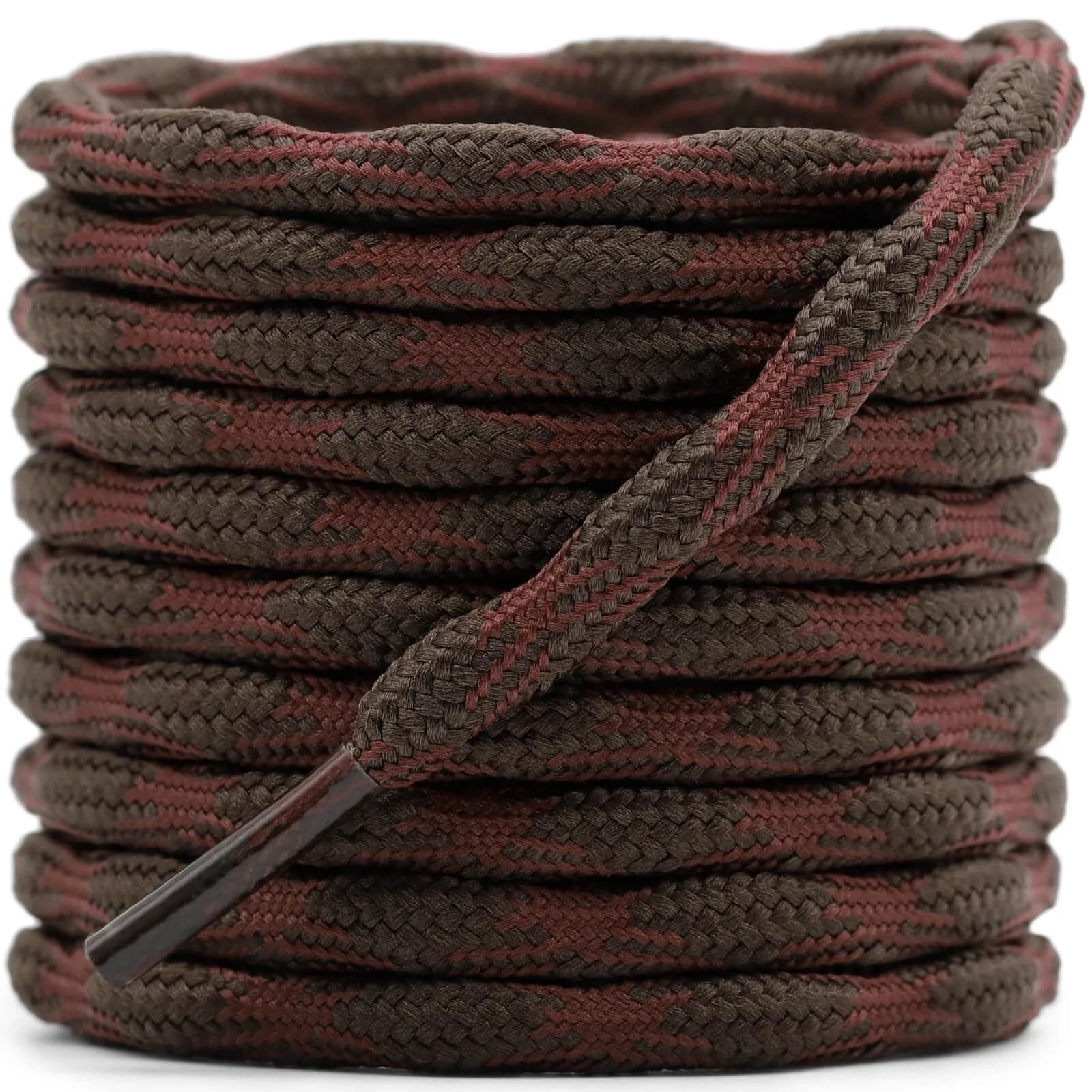 DELELE Round Hiking Boot Laces: 47 Inch Dark Gray & Fluorescent Yellow | Durable Polyester Outdoor Shoelaces — 03 Red&brown / 63 Inch (160cm)