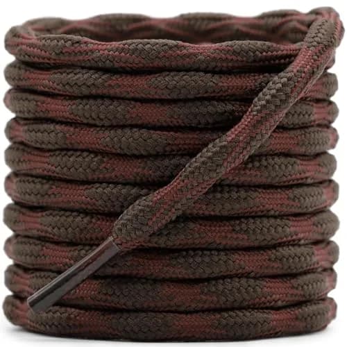 DELELE Round Hiking Boot Laces 63 Inch Red&Brown | Durable Polyester, Anti-Slip Wave Design thumbnail 1