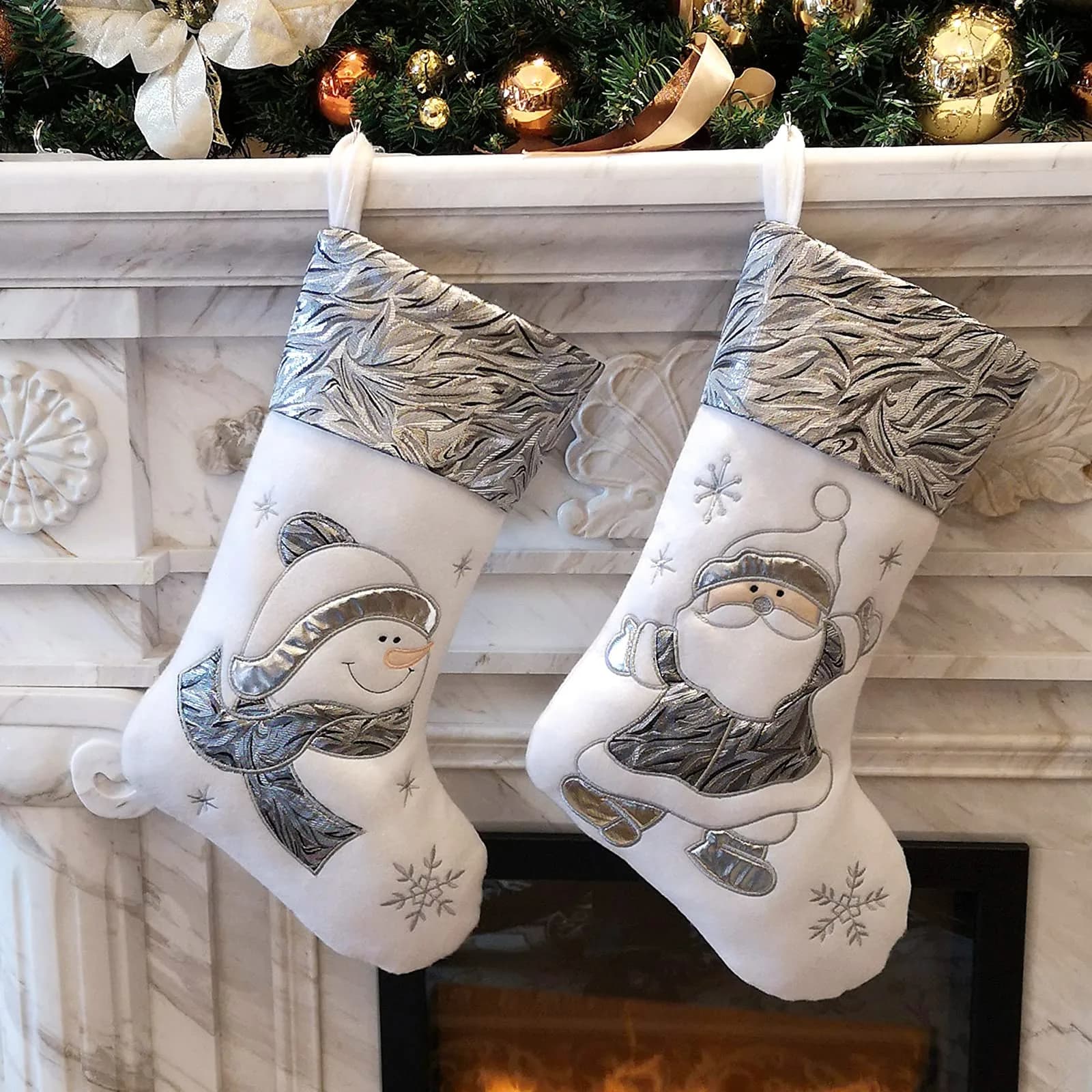 WEWILL Classic Christmas Stockings Set of 2 Santa, Snowman 17-Inch (Style 3) | Festive Holiday Decor — Style 5