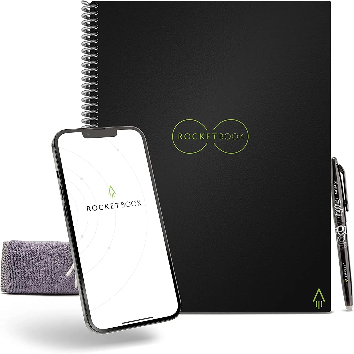 Rocketbook Core Reusable Spiral Notebook, Executive Size 6x8.8, Black - Dotted Pages | 36 Pages - main product image