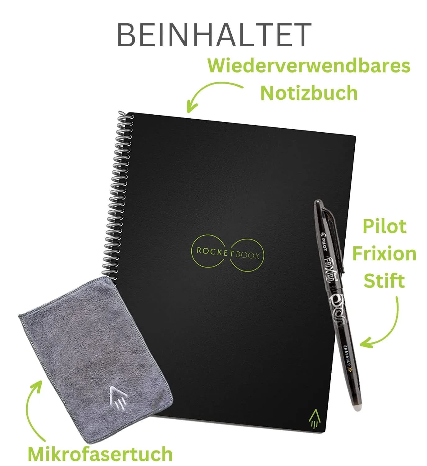 Rocketbook Core Reusable Spiral Notebook, Executive Size 6x8.8, Black - Dotted Pages | 36 Pages - view 6