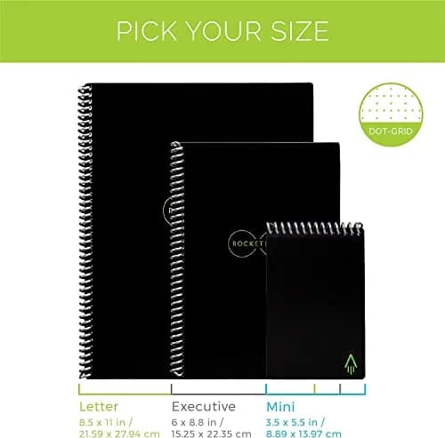Rocketbook Core Reusable Spiral Notebook, Executive Size 6x8.8, Black - Dotted Pages | 36 Pages thumbnail 3