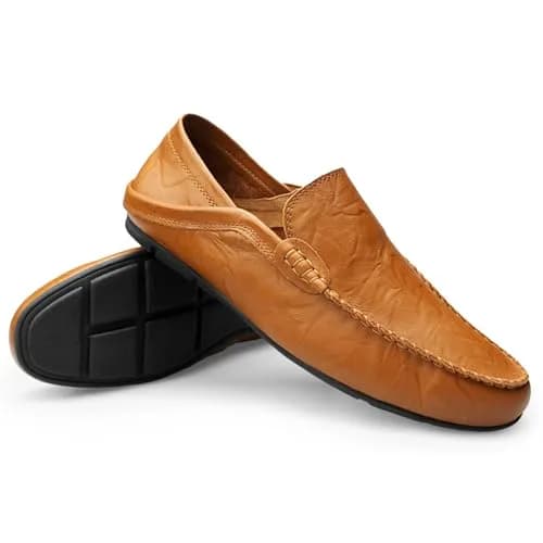 Go Tour Men's Premium Genuine Leather Loafers Size 7.5 US | Breathable Slip-On Casual Shoes thumbnail 6