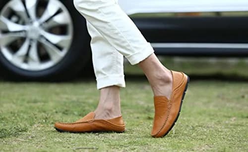 Go Tour Men's Premium Genuine Leather Loafers Size 7.5 US | Breathable Slip-On Casual Shoes thumbnail 7