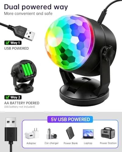 Luditek Portable Disco Ball Party Lights Sound Activated Battery Powered LED Stage Lighting with Remote, 360° Beam Angle | 360 Degree Beam Angle thumbnail 7