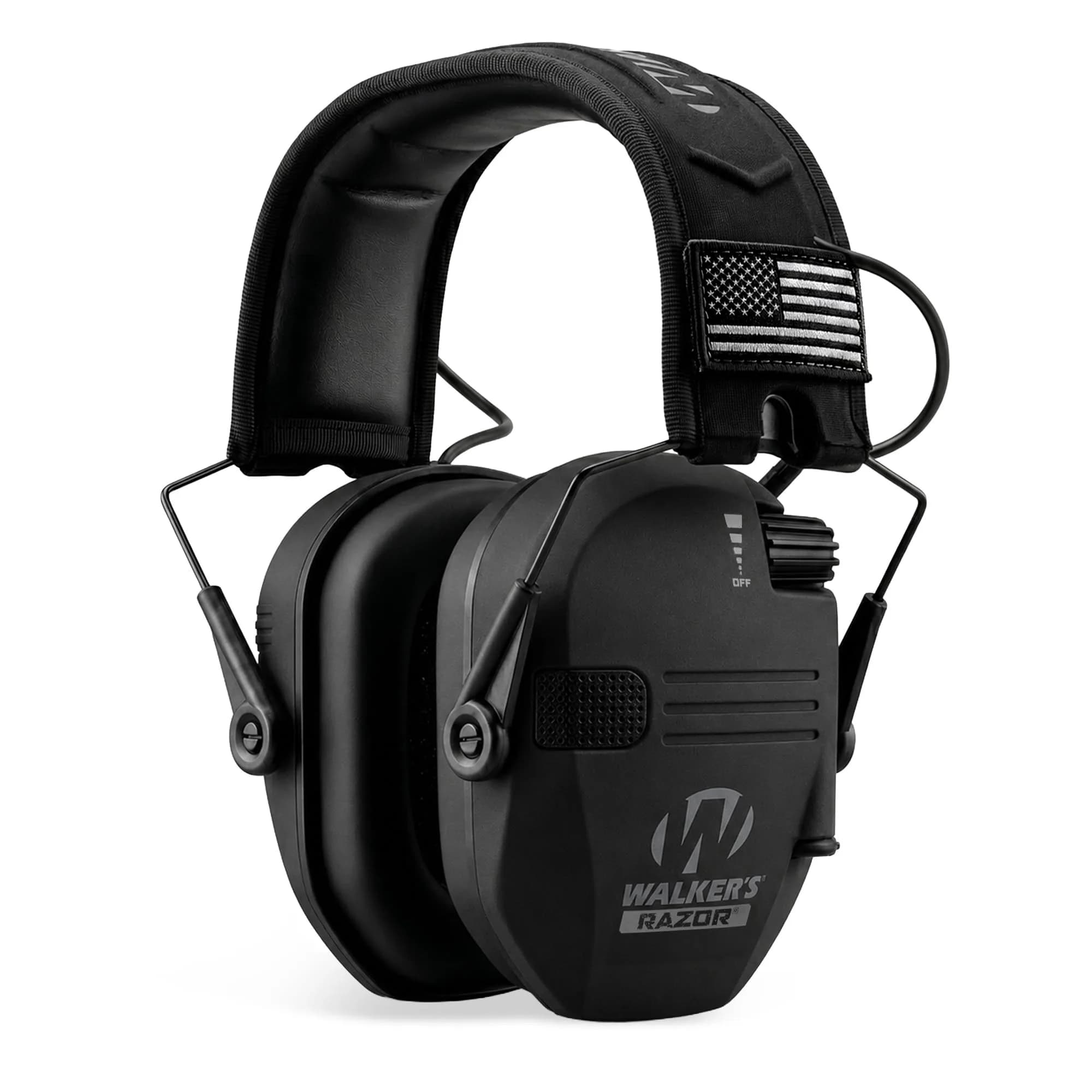 Walker's Razor Slim Electronic Muff - Black Patriot | 23dB Noise Reduction - main product image