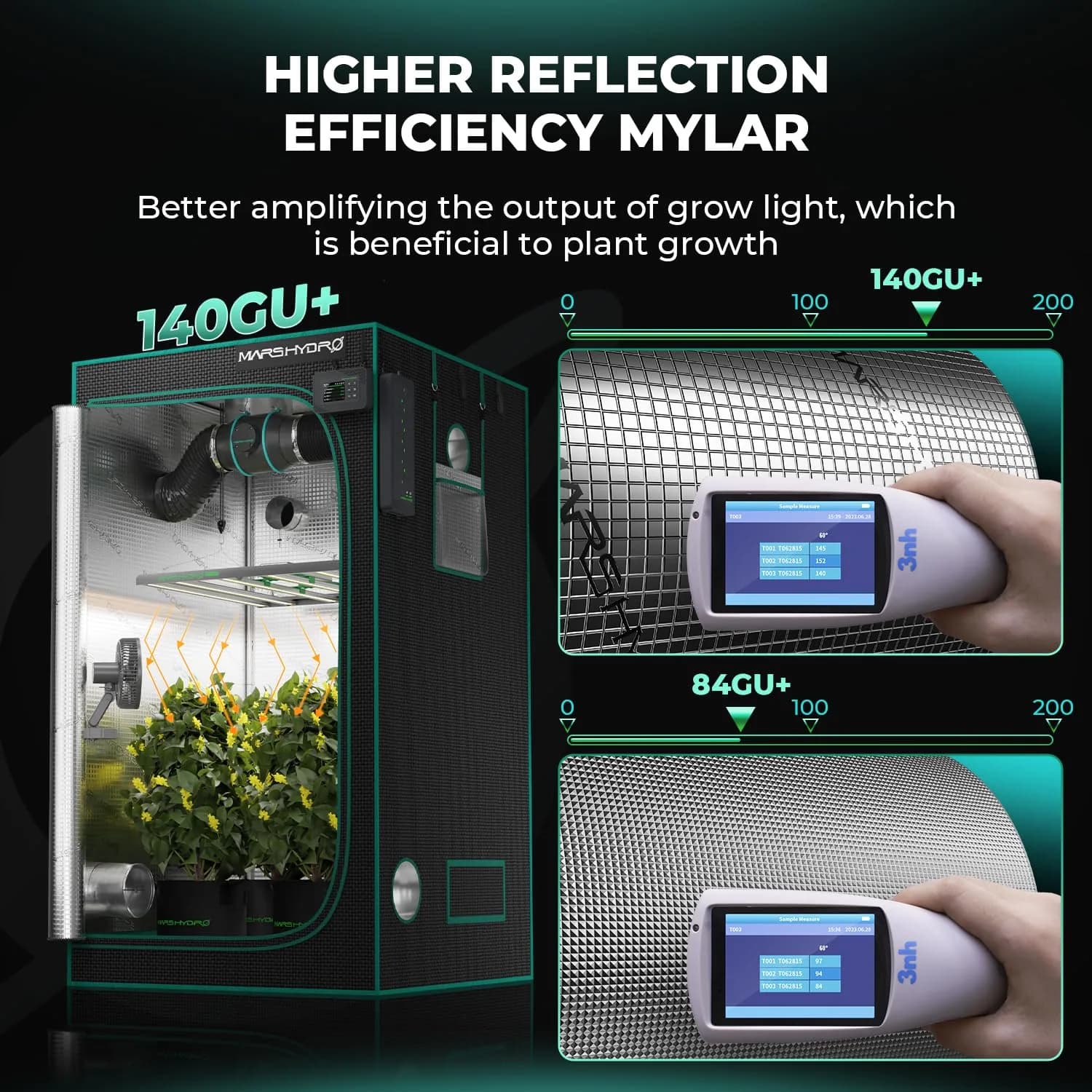 MARS HYDRO 27x27x63 Inch Grow Tent | 1680D Mylar, Observation Window, Waterproof Tray - view 7