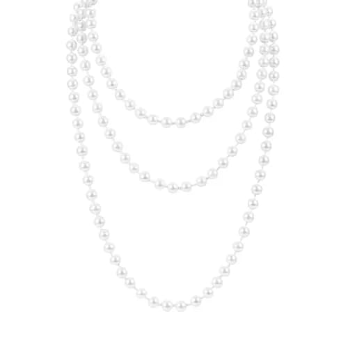 TINKSKY Fake Pearls Necklace Retro Pearls Long Necklace Chain with Lobster Clasp | Classic White thumbnail 1