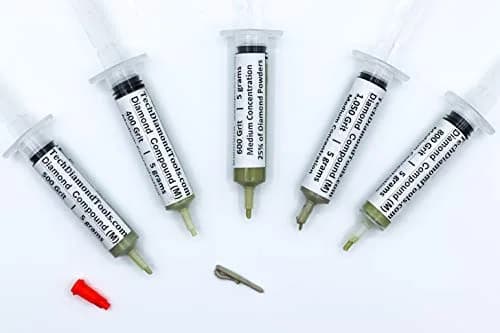 TechDiamondTools Diamond Polishing Paste Kit — 5 Grits (400 to 1050) | USA Made | Oil-Based Syringes | Complete Lapping & Stropping Set for Metal, Glass, Gemstone, Knife, Jewelry | 25% Diamond Powder thumbnail 4