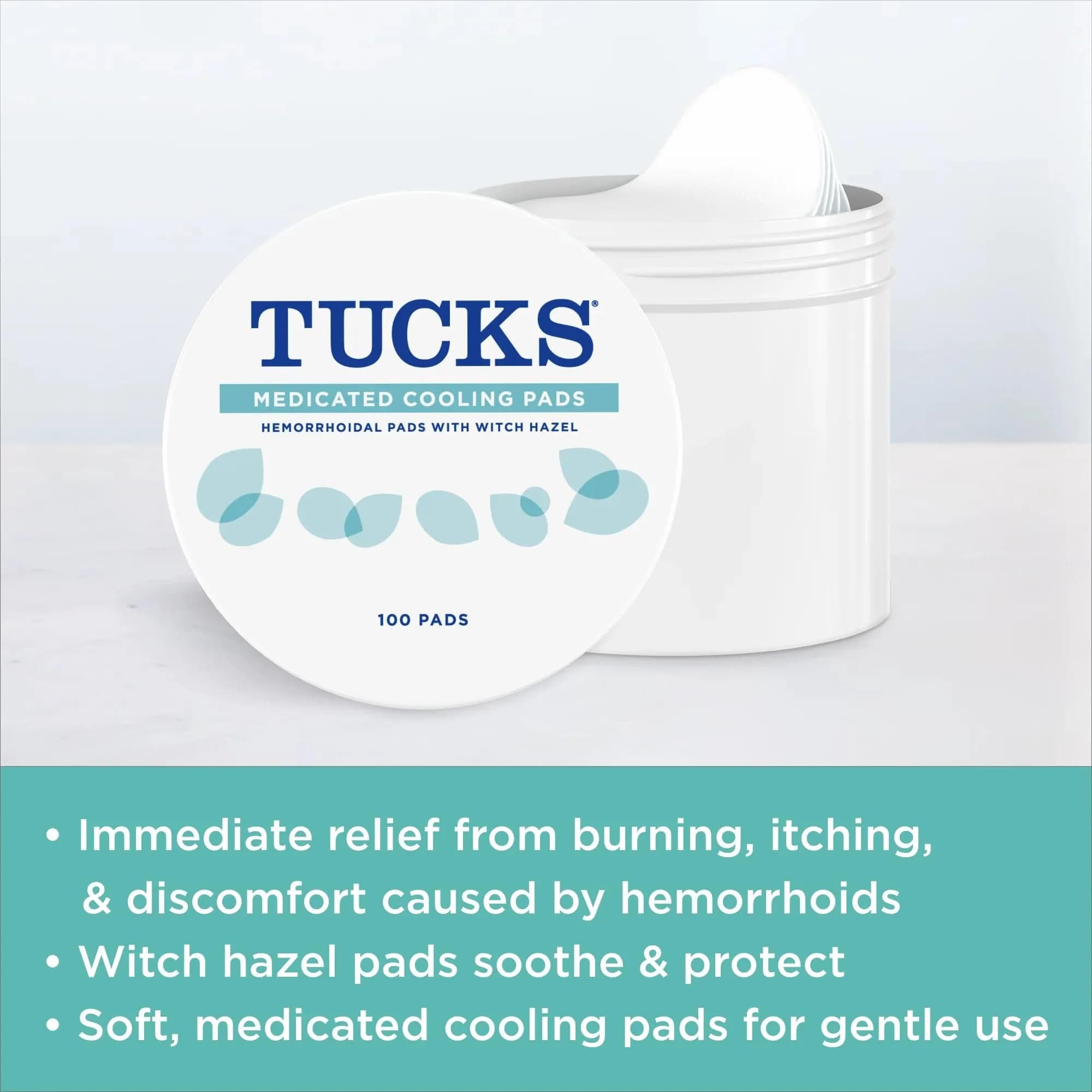 TUCKS Medicated Cooling Pads 100 Count | Witch Hazel Hemorrhoid Treatment - view 5
