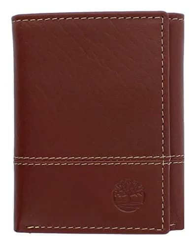 Timberland Men's Genuine Leather RFID Blocking Trifold Wallet Cognac | 10.16cm (4in) x 8.25cm (3.25in) x 1.9cm (0.75in) thumbnail 1