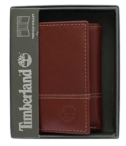 Timberland Men's Genuine Leather RFID Blocking Trifold Wallet Cognac | 10.16cm (4in) x 8.25cm (3.25in) x 1.9cm (0.75in) thumbnail 5
