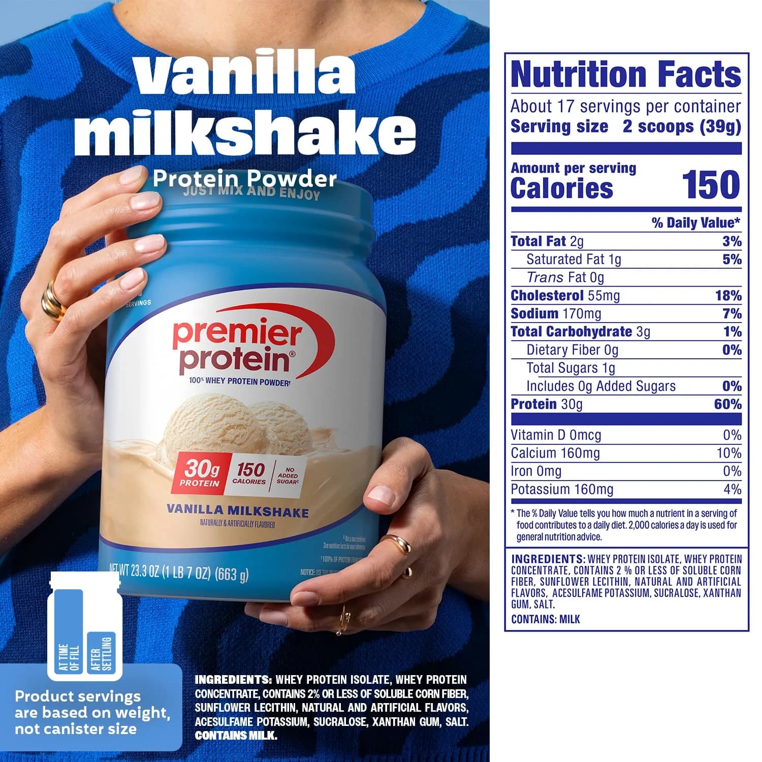 Premier Protein Powder Vanilla Shake: 30g Protein, 1g Sugar, 1.46 lb | Macro-Friendly Nutrition - view 5