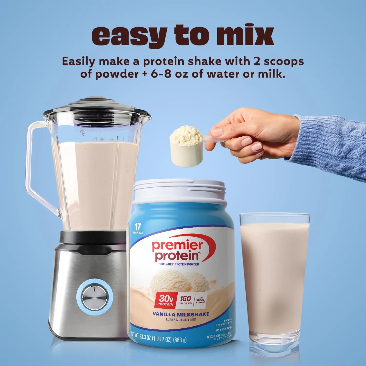 Premier Protein Powder Vanilla Shake: 30g Protein, 1g Sugar, 1.46 lb | Macro-Friendly Nutrition - view 3