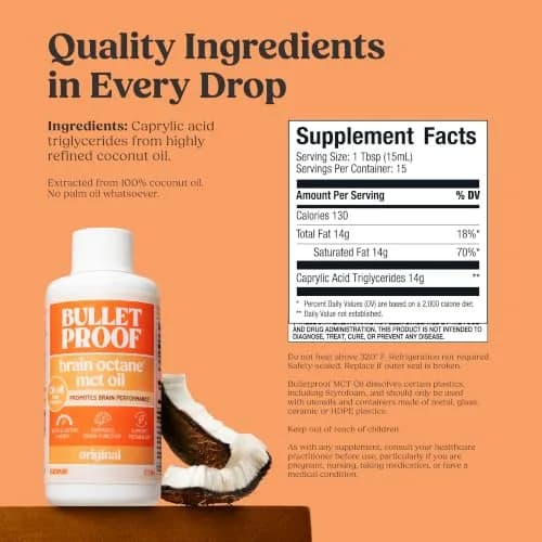 Bulletproof Brain Octane C8 MCT Oil 89ml (3 Fl Oz) | Pure Coconut Oil for Keto Energy thumbnail 3