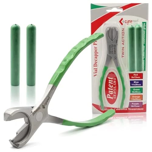 Cynamed Twin Action Decapper Pliers | Easy Crimped Vial Cap Removal, German Stainless Steel, 8mm & 30mm | Professional Lab Tool thumbnail 1