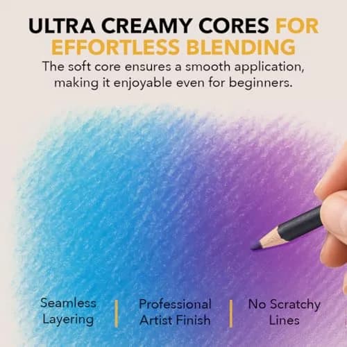 Castle Art Supplies 72 Colored Pencils for Adults - Soft Core Leads | Assorted Colors Writing Instrument thumbnail 4