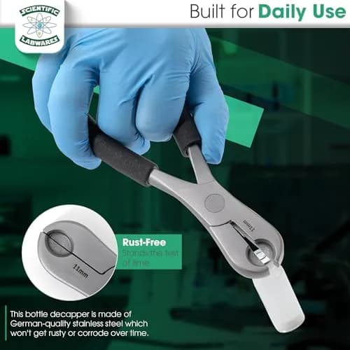 Scientific Labwares Dual Action Decapper Pliers for 11mm & 20mm Vials | Heavy Duty Stainless Steel thumbnail 6
