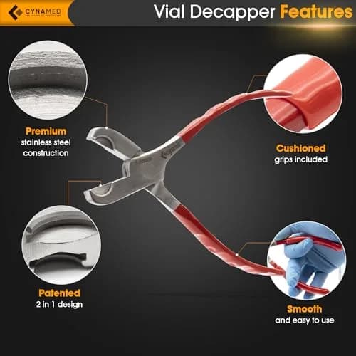 Cynamed Twin Action Decapper Pliers - Perfect for Decapping 8mm & 13mm Vials | German Stainless Steel thumbnail 3
