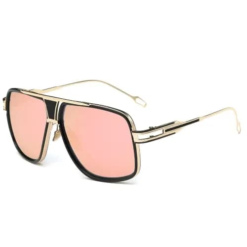 GOBIGER Aviator Sunglasses for Men Retro Fashion Gold/Mirrored Pink Full Frame Stainless Steel | UV400 Protection thumbnail 1