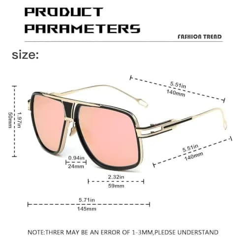 GOBIGER Aviator Sunglasses for Men Retro Fashion Gold/Mirrored Pink Full Frame Stainless Steel | UV400 Protection thumbnail 4