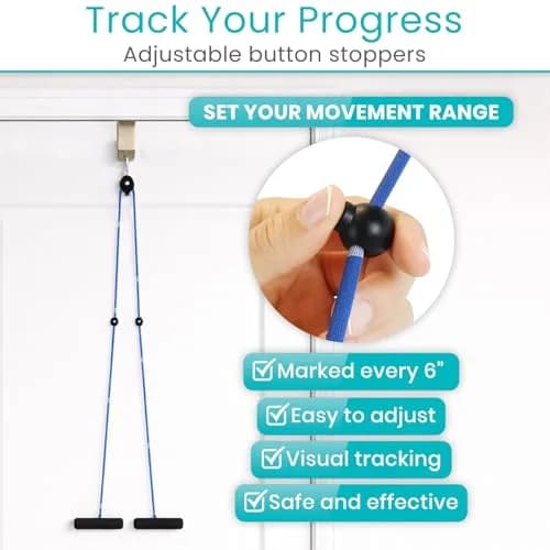 Vive Shoulder Pulley System for Physical Therapy - Rotator Cuff Pain Rehab Exerciser with Metal Pulley & Blue Handles thumbnail 5