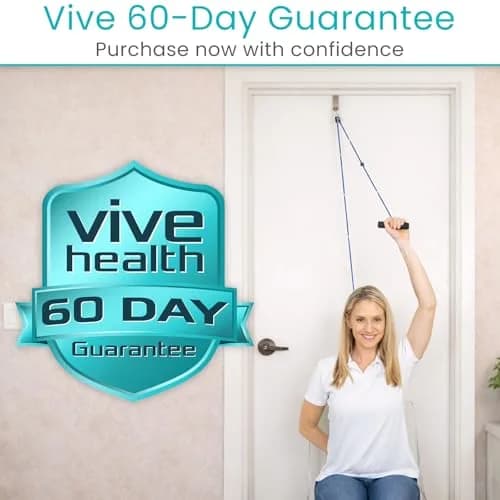 Vive Shoulder Pulley System for Physical Therapy - Rotator Cuff Pain Rehab Exerciser with Metal Pulley & Blue Handles thumbnail 9