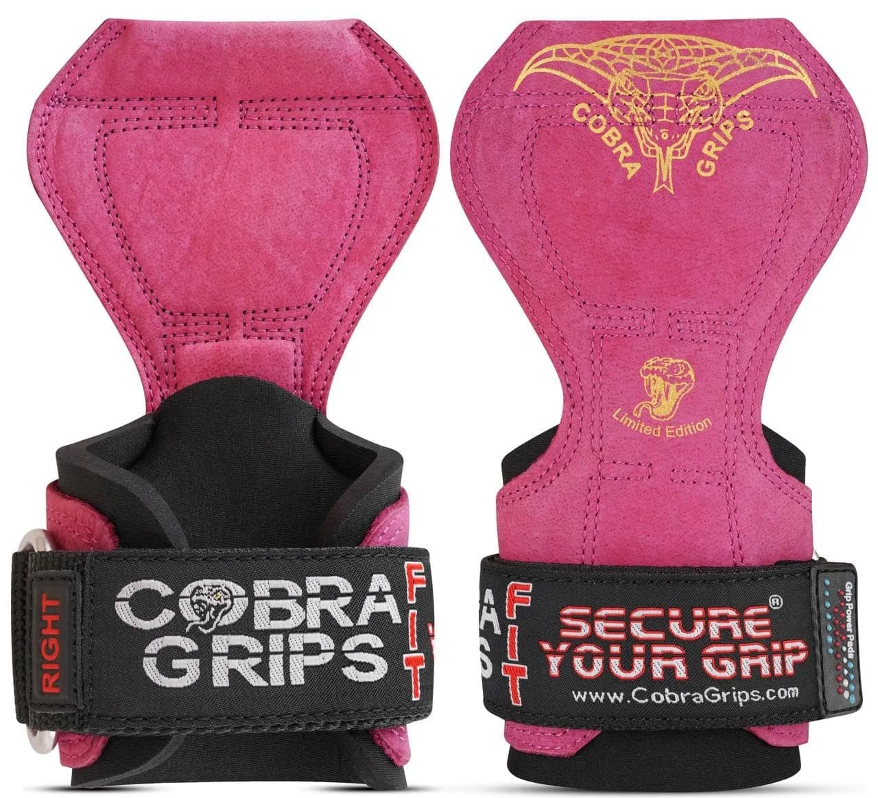 Cobra Grips FIT Red Leather Weight Lifting Gloves with Wrist Wraps - 4.25-7.0" Wrist - main product image