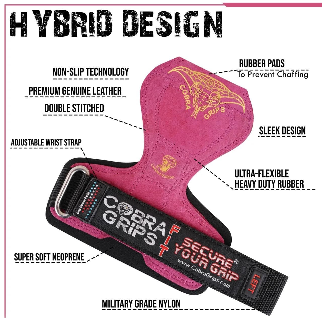 Cobra Grips FIT Red Leather Weight Lifting Gloves with Wrist Wraps - 4.25-7.0" Wrist - view 4