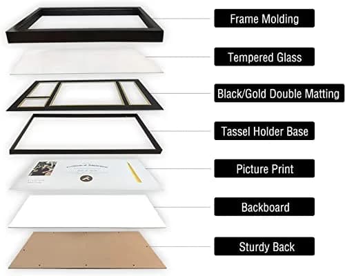 Golden State Art Diploma Frame with Tassel Holder and Photo, Black Wood | Classic Graduation Shadow Box thumbnail 5