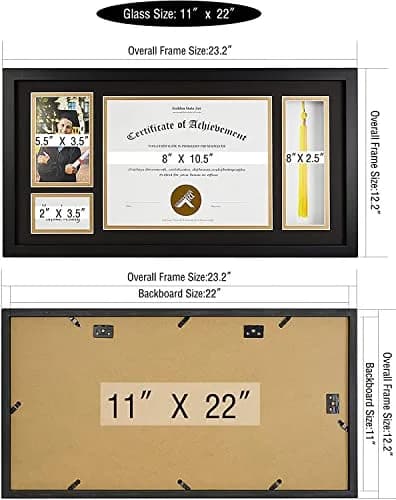 Golden State Art Diploma Frame with Tassel Holder and Photo, Black Wood | Classic Graduation Shadow Box thumbnail 7
