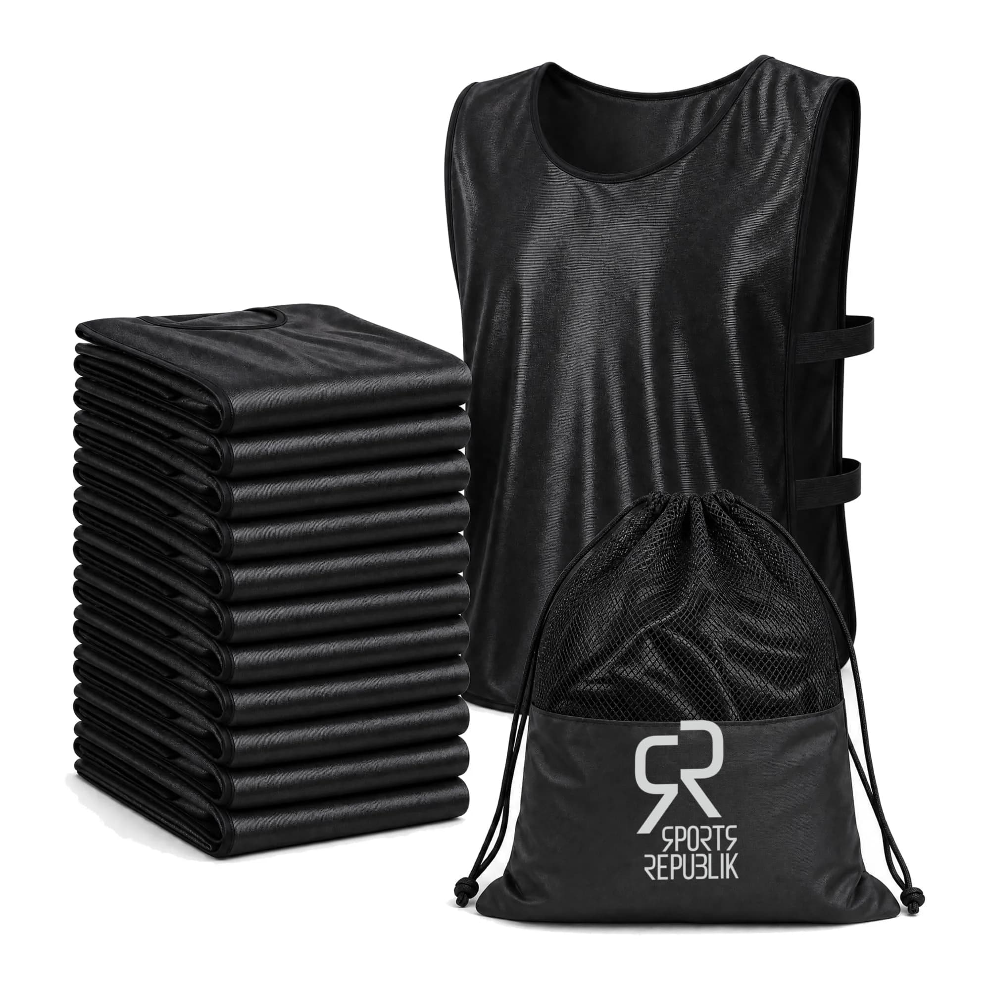 SportsRepublik Pinnies for Sports 12-Pack | Thick & Opaque Soccer & Football Bibs, Adult & Kids, 14 Bright Colors