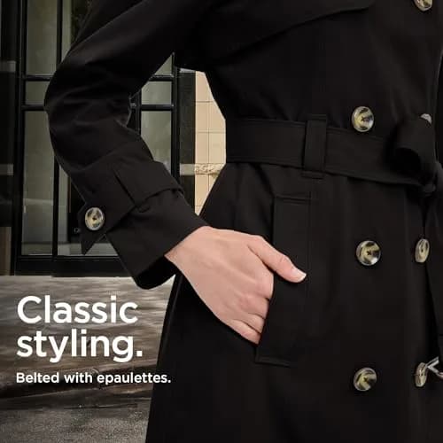 London Fog Womens Double-Breasted Trench Coat X-Small Black | Windproof & Water-Resistant thumbnail 5