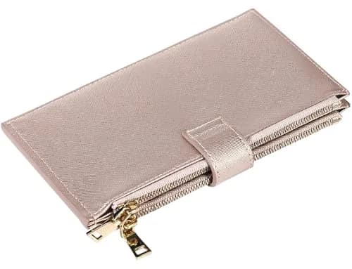 Travelambo RFID Wallet Women Large Size Bifold Multi Card Wallet Case with Zipper Pocket, Rose Gold | 15 Card Slots, RFID Blocking thumbnail 7