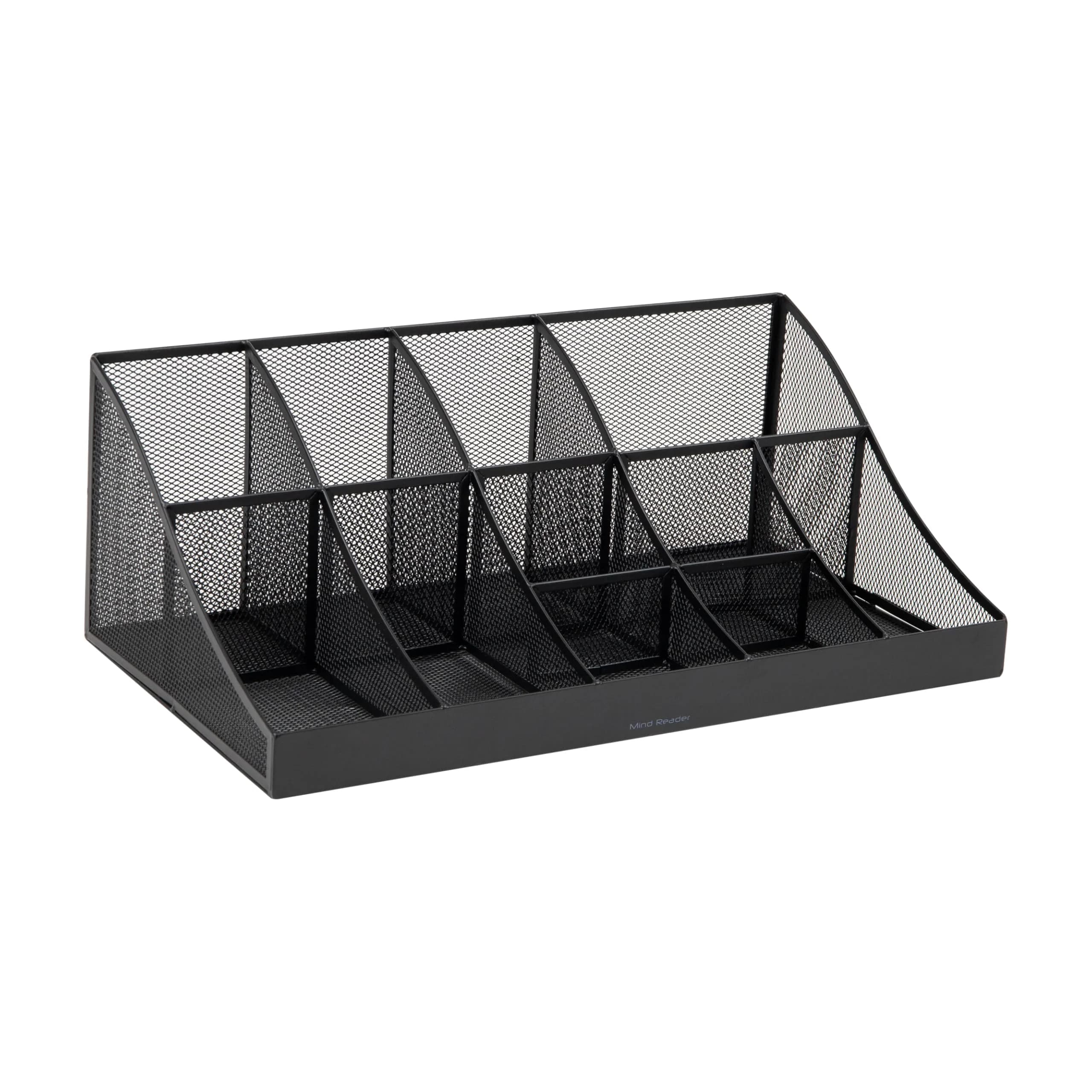 Mind Reader 2-Tier Mesh Organizer 11 Compartments | Black Metal Countertop Storage Caddy (45.40 cm x 24.13 cm x 16.83 cm) - view 5