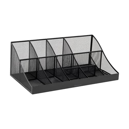Mind Reader 2-Tier Mesh Organizer 11 Compartments | Black Metal Countertop Storage Caddy (45.40 cm x 24.13 cm x 16.83 cm) thumbnail 5
