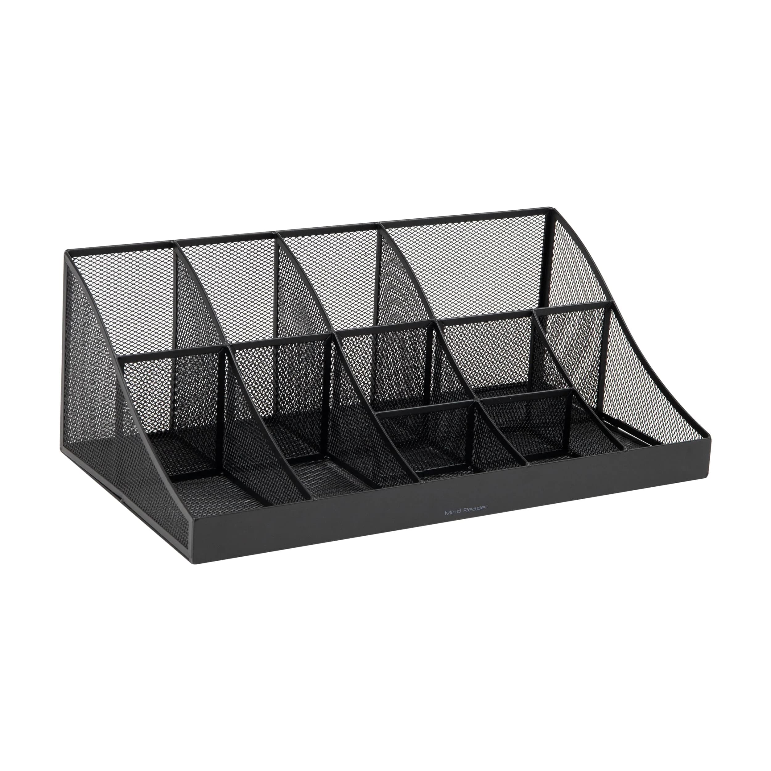 Mind Reader 2-Tier Mesh Organizer 11 Compartments | Black Metal Countertop Storage Caddy (45.40 cm x 24.13 cm x 16.83 cm) - view 7