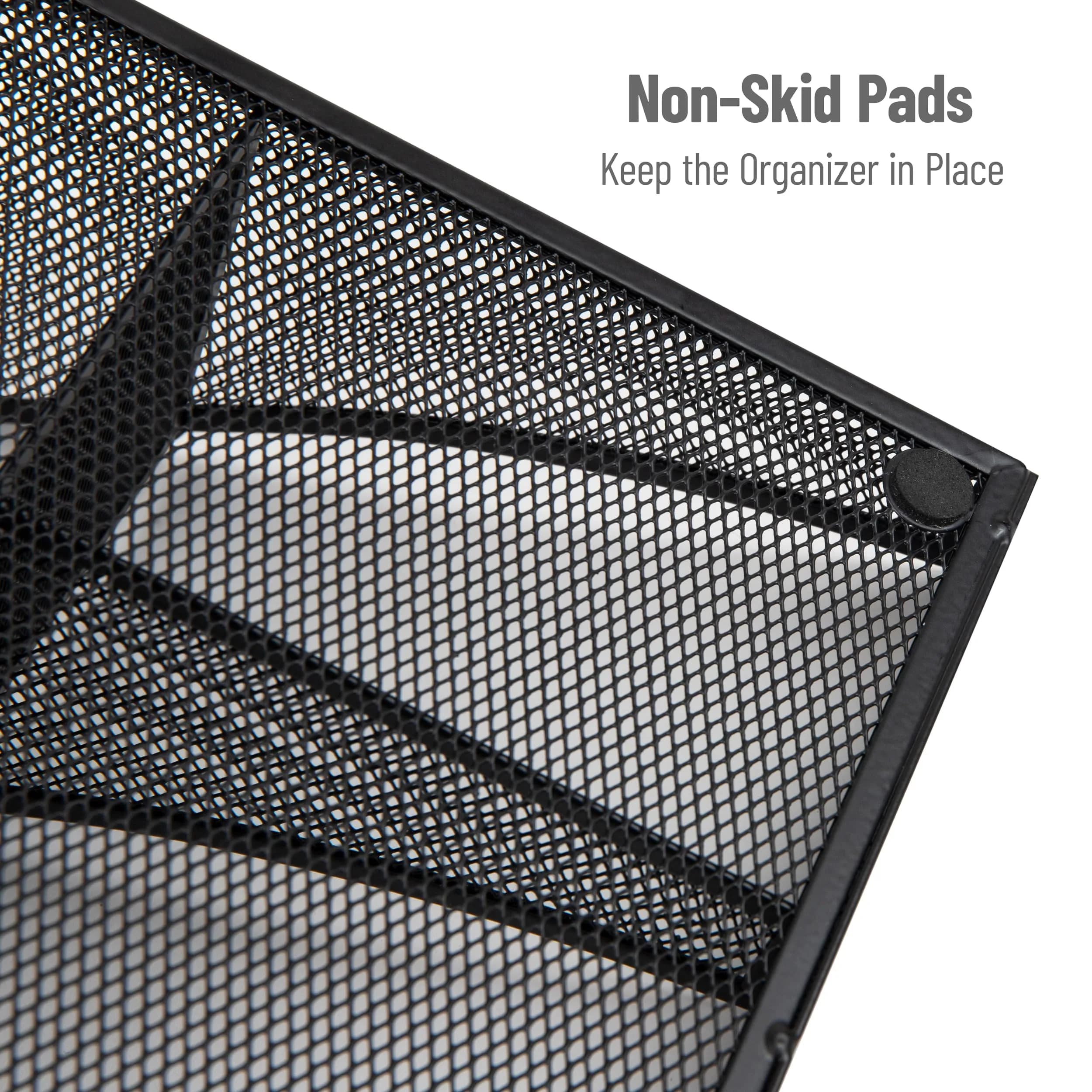 Mind Reader 2-Tier Mesh Organizer 11 Compartments | Black Metal Countertop Storage Caddy (45.40 cm x 24.13 cm x 16.83 cm) - view 4