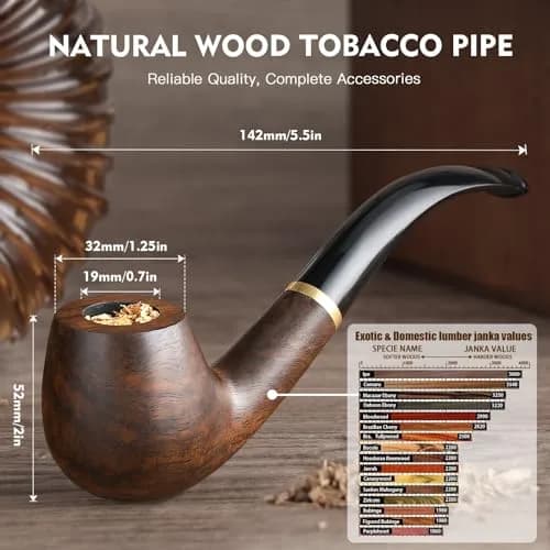 Scotte Handmade Pipe Set with Leather Pouch & Accessories | Brown Wood Pipe Kit (10-Piece Set) thumbnail 4