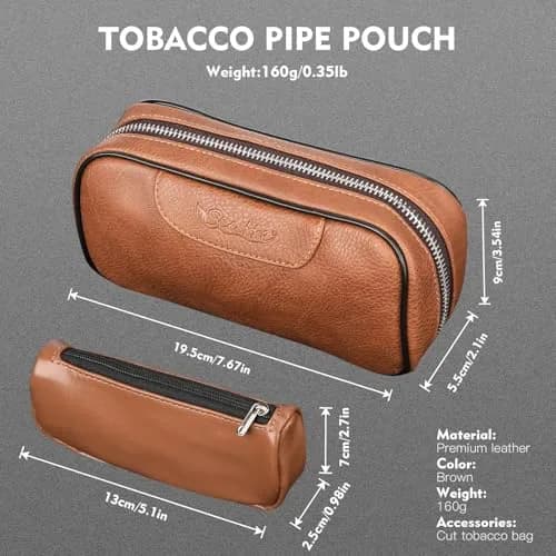 Scotte Handmade Pipe Set with Leather Pouch & Accessories | Brown Wood Pipe Kit (10-Piece Set) thumbnail 3
