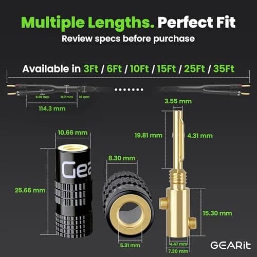 GEARit 12 Gauge Braided Speaker Cable with Banana Plugs 35 ft (10.67 m) | CL2 Rated OFC Copper Wire thumbnail 8