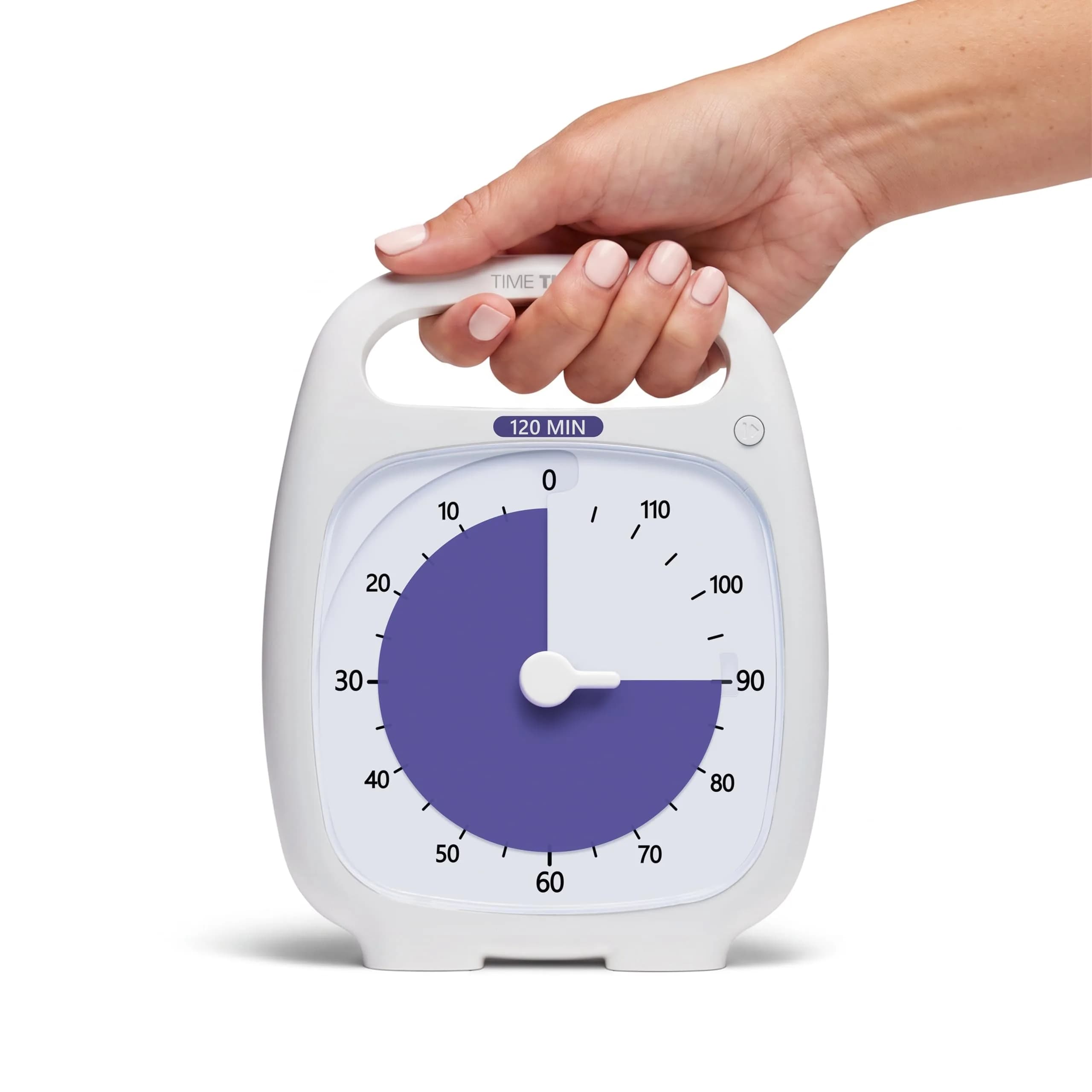 TIME TIMER PLUS 120 Minute Desk Visual Timer with Silent Operation | 2-Hour Visual Countdown for Classroom & Office — White